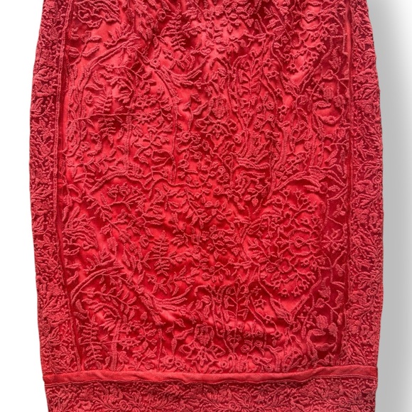 Tadashi Shoji Women’s 8 Lace Embroidered Fully Lined Sheath Coral Midi Floral - Picture 4 of 8